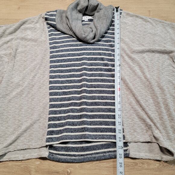 THML Anthropologie Size Medium Oversized Handkerchief Striped Pullover Cowl Neck - Picture 9 of 10
